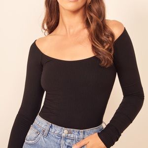 Reformation Nala Ribbed Long Sleeve Top